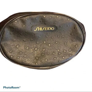 Shiseido black faux leather  makeup bag